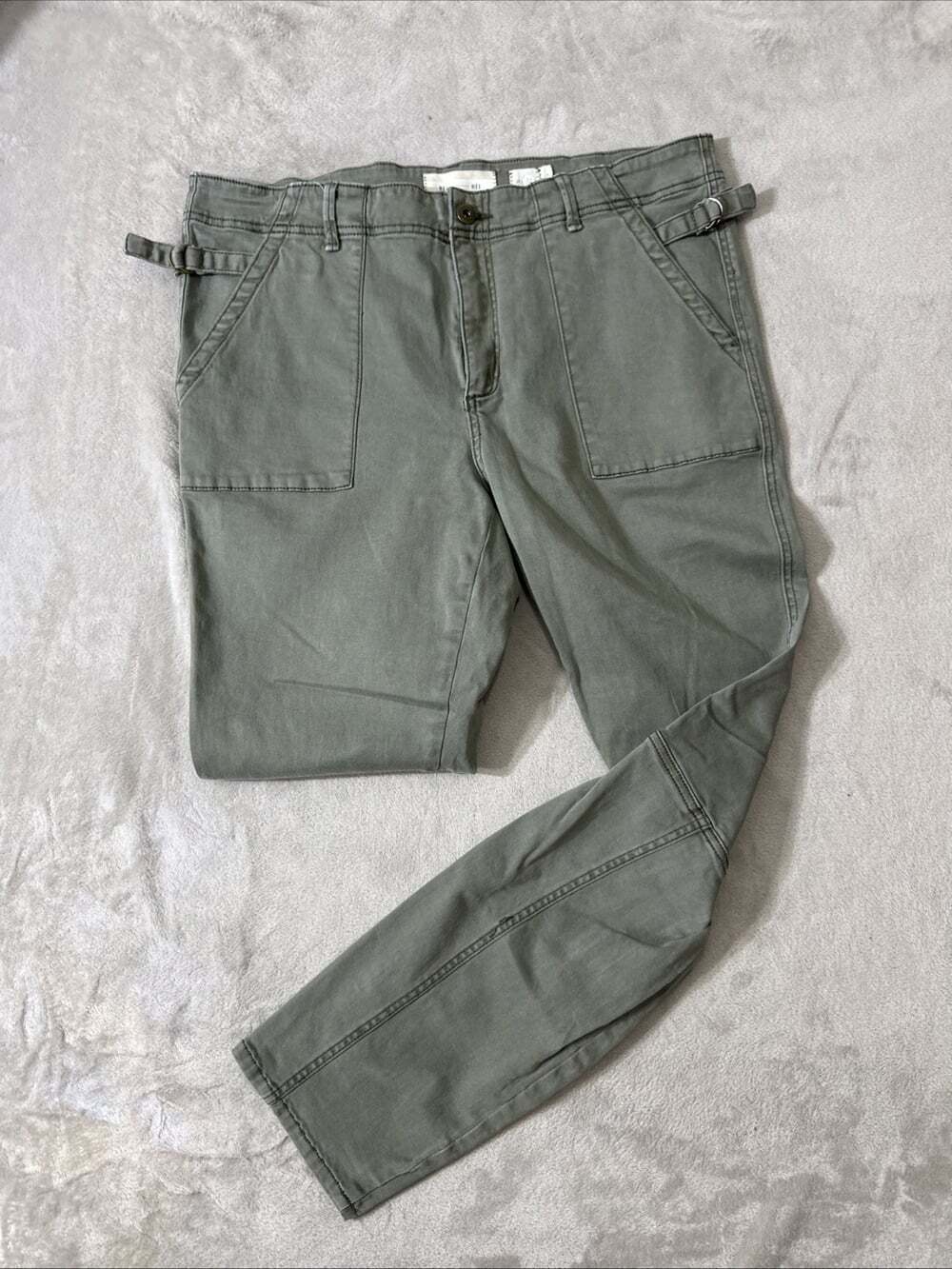 Hei Hei Anthropologie Women’s Utility Ankle Pants Green Adjustable Waist Size 32